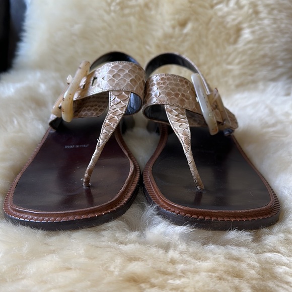 Prada Snakeskin Leather Buckle Sandals - Picture 7 of 9